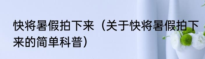 快将暑假拍下来（关于快将暑假拍下来的简单科普）