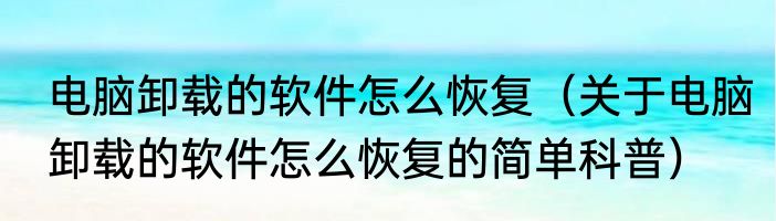 电脑卸载的软件怎么恢复（关于电脑卸载的软件怎么恢复的简单科普）