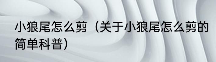 小狼尾怎么剪（关于小狼尾怎么剪的简单科普）