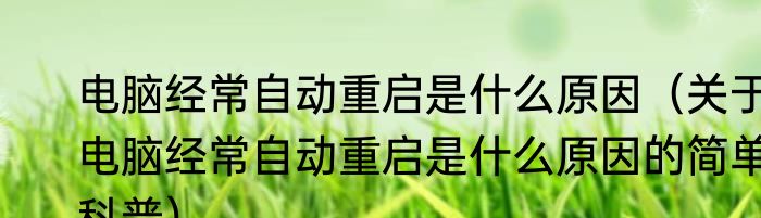 电脑经常自动重启是什么原因（关于电脑经常自动重启是什么原因的简单科普）