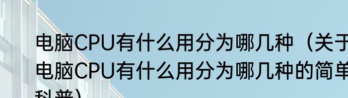 电脑CPU有什么用分为哪几种（关于电脑CPU有什么用分为哪几种的简单科普）