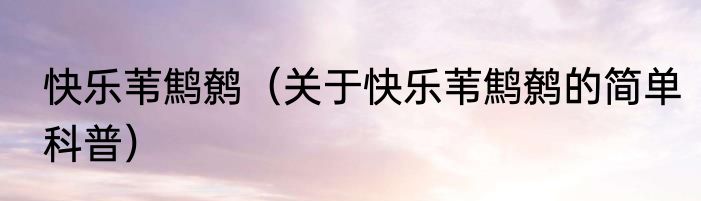 快乐苇鹪鹩（关于快乐苇鹪鹩的简单科普）