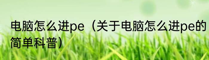电脑怎么进pe（关于电脑怎么进pe的简单科普）