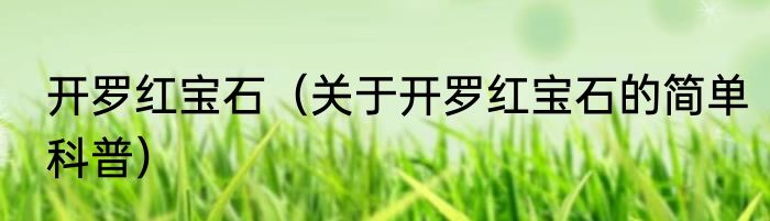 开罗红宝石（关于开罗红宝石的简单科普）