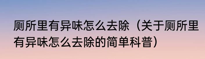 厕所里有异味怎么去除（关于厕所里有异味怎么去除的简单科普）