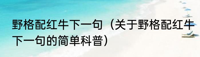 野格配红牛下一句（关于野格配红牛下一句的简单科普）