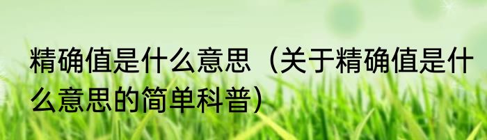 精确值是什么意思（关于精确值是什么意思的简单科普）