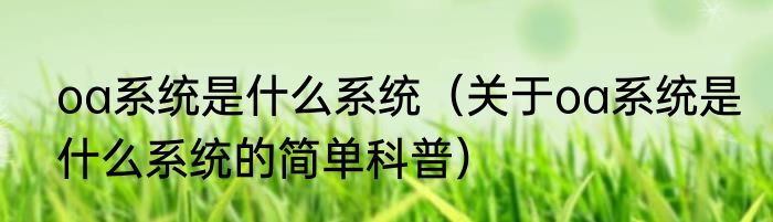 oa系统是什么系统（关于oa系统是什么系统的简单科普）