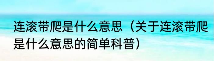 连滚带爬是什么意思（关于连滚带爬是什么意思的简单科普）