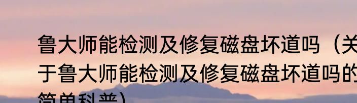 鲁大师能检测及修复磁盘坏道吗（关于鲁大师能检测及修复磁盘坏道吗的简单科普）
