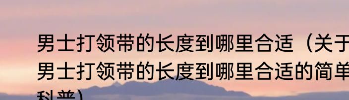 男士打领带的长度到哪里合适（关于男士打领带的长度到哪里合适的简单科普）