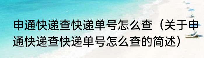 申通快递查快递单号怎么查（关于申通快递查快递单号怎么查的简述）