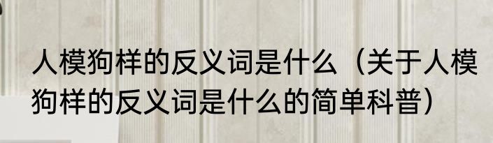 人模狗样的反义词是什么（关于人模狗样的反义词是什么的简单科普）