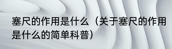 塞尺的作用是什么（关于塞尺的作用是什么的简单科普）