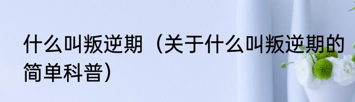什么叫叛逆期（关于什么叫叛逆期的简单科普）