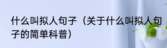 什么叫拟人句子（关于什么叫拟人句子的简单科普）