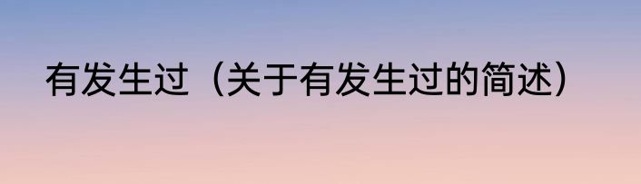 有发生过（关于有发生过的简述）