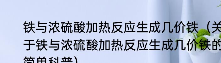 铁与浓硫酸加热反应生成几价铁（关于铁与浓硫酸加热反应生成几价铁的简单科普）