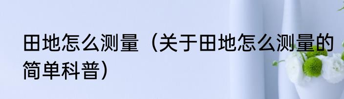 田地怎么测量（关于田地怎么测量的简单科普）