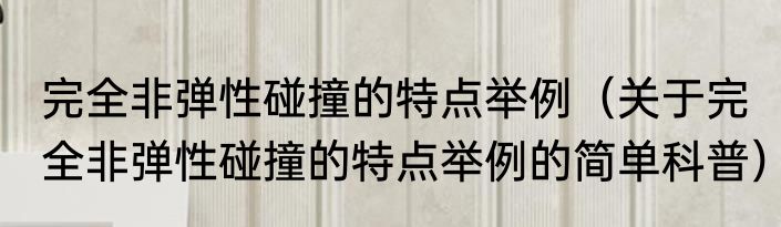 完全非弹性碰撞的特点举例（关于完全非弹性碰撞的特点举例的简单科普）