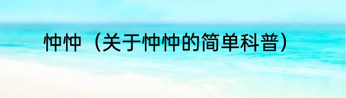 忡忡（关于忡忡的简单科普）