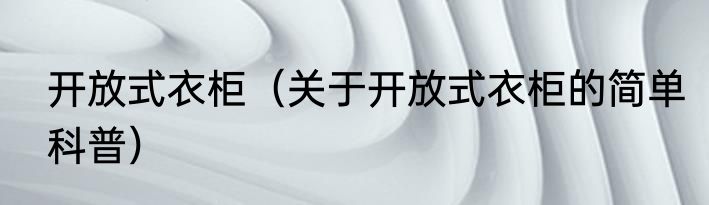 开放式衣柜（关于开放式衣柜的简单科普）