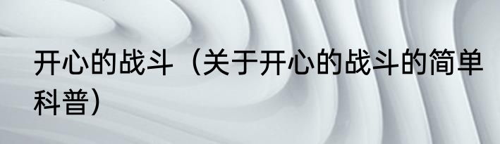 开心的战斗（关于开心的战斗的简单科普）