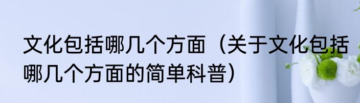 文化包括哪几个方面（关于文化包括哪几个方面的简单科普）