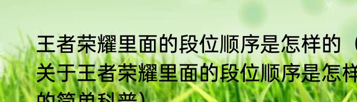 王者荣耀里面的段位顺序是怎样的（关于王者荣耀里面的段位顺序是怎样的简单科普）