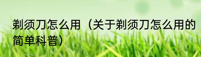 剃须刀怎么用（关于剃须刀怎么用的简单科普）