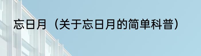 忘日月（关于忘日月的简单科普）