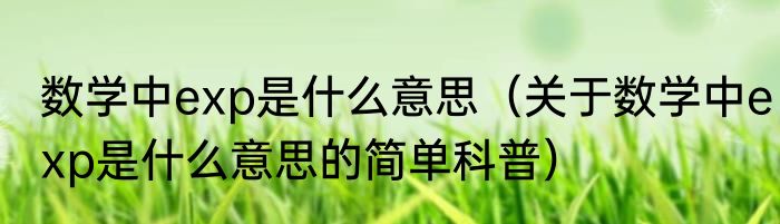 数学中exp是什么意思（关于数学中exp是什么意思的简单科普）