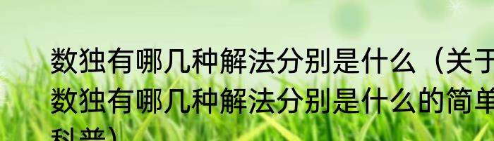 数独有哪几种解法分别是什么（关于数独有哪几种解法分别是什么的简单科普）