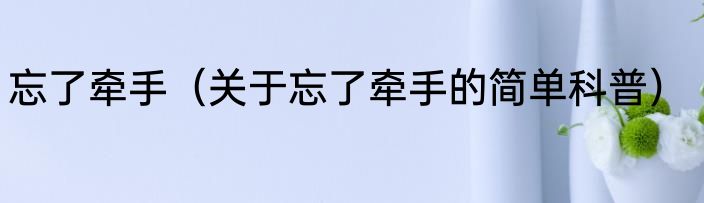 忘了牵手（关于忘了牵手的简单科普）