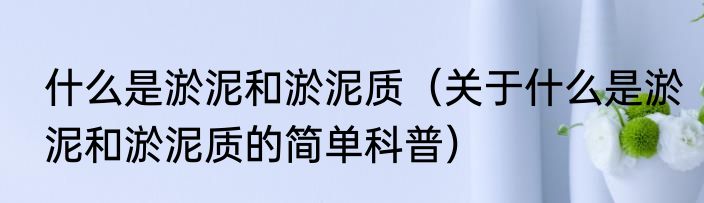 什么是淤泥和淤泥质（关于什么是淤泥和淤泥质的简单科普）