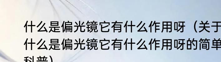 什么是偏光镜它有什么作用呀（关于什么是偏光镜它有什么作用呀的简单科普）