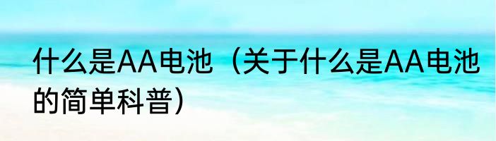 什么是AA电池（关于什么是AA电池的简单科普）