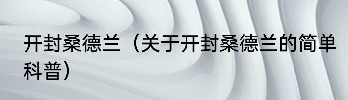 开封桑德兰（关于开封桑德兰的简单科普）