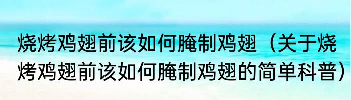 烧烤鸡翅前该如何腌制鸡翅（关于烧烤鸡翅前该如何腌制鸡翅的简单科普）