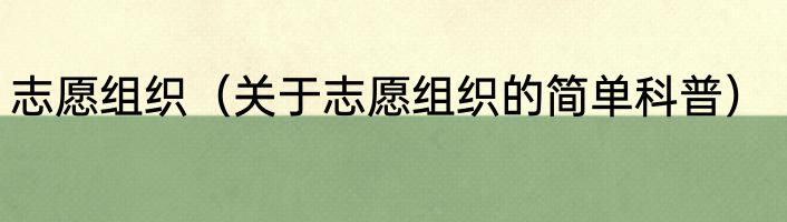 志愿组织（关于志愿组织的简单科普）