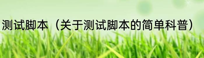 测试脚本（关于测试脚本的简单科普）