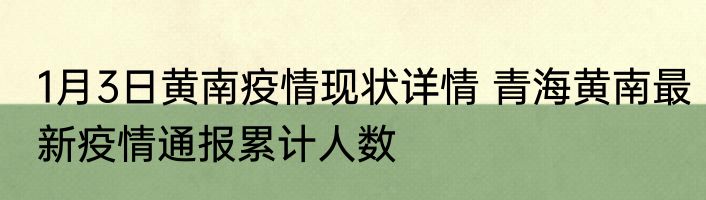 1月3日黄南疫情现状详情 青海黄南最新疫情通报累计人数