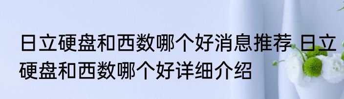 日立硬盘和西数哪个好消息推荐 日立硬盘和西数哪个好详细介绍