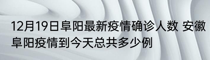 12月19日阜阳最新疫情确诊人数 安徽阜阳疫情到今天总共多少例