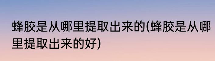 蜂胶是从哪里提取出来的(蜂胶是从哪里提取出来的好)