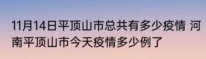 11月14日平顶山市总共有多少疫情 河南平顶山市今天疫情多少例了