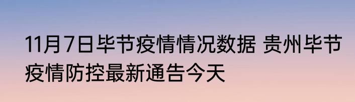 11月7日毕节疫情情况数据 贵州毕节疫情防控最新通告今天