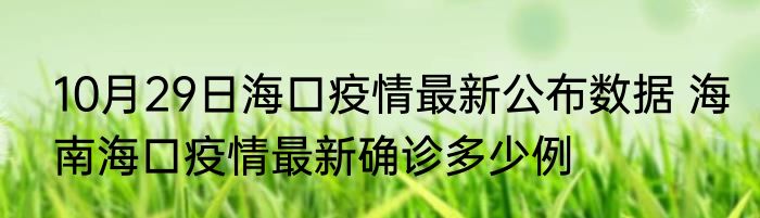 10月29日海口疫情最新公布数据 海南海口疫情最新确诊多少例