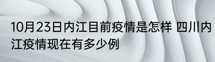 10月23日内江目前疫情是怎样 四川内江疫情现在有多少例