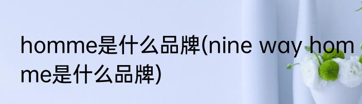 homme是什么品牌(nine way homme是什么品牌)